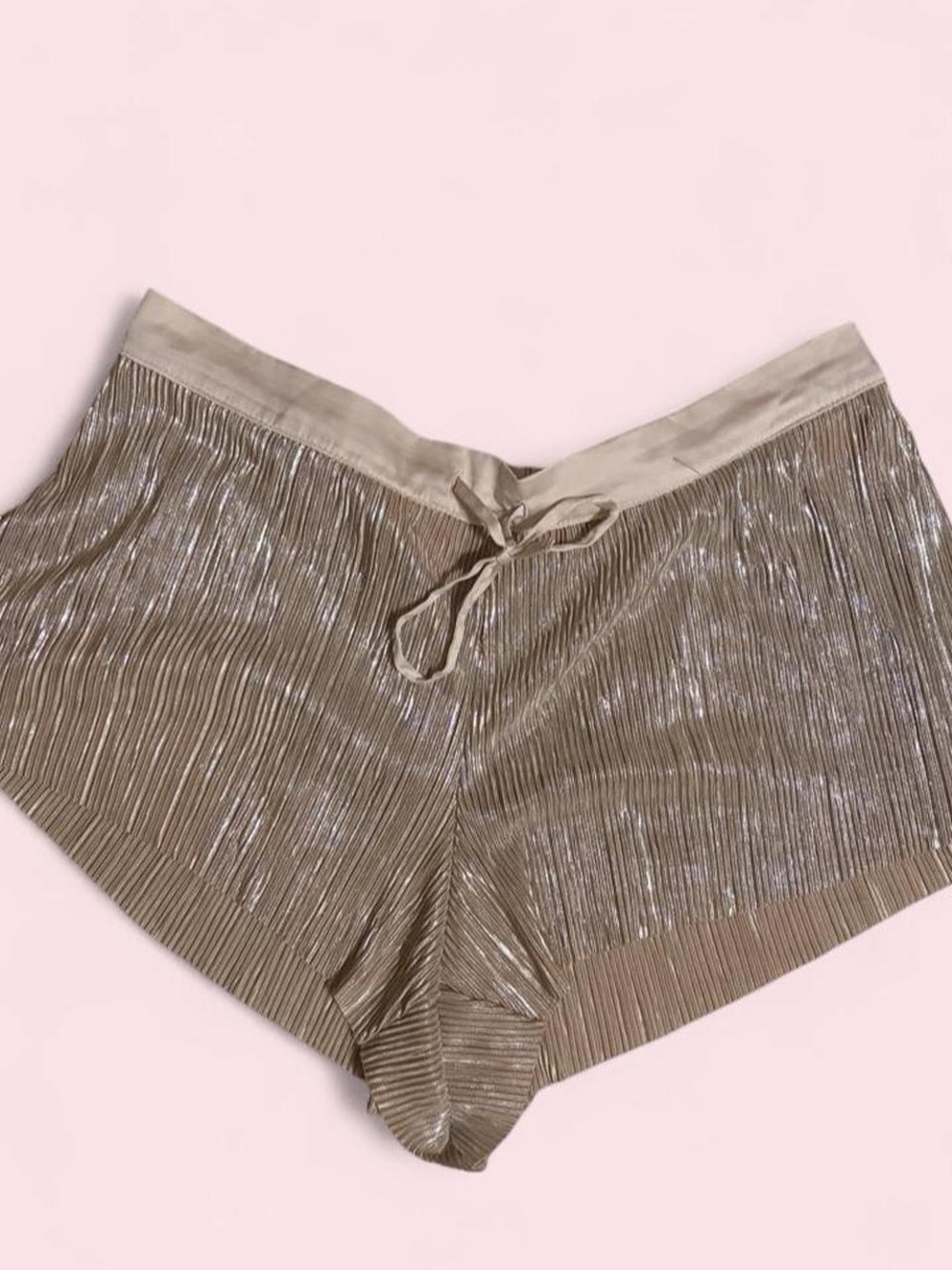 Victoria's Secret Metallic Taupe Pleated Lounge Shorts